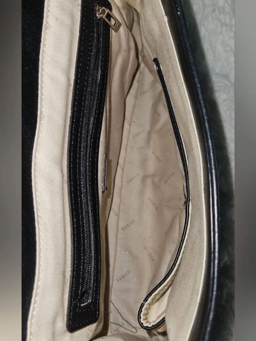 GUESS Shawna Black Faux Leather Logo Top Handle Satchel